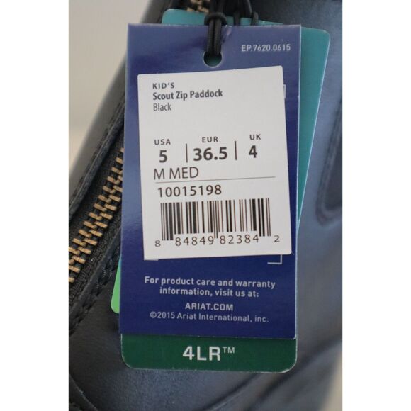 Ariat 10015198 Kids' Sz 5M Women's Sz 6-6.5 Black Scout Zip Paddock Boots - Picture 13 of 16